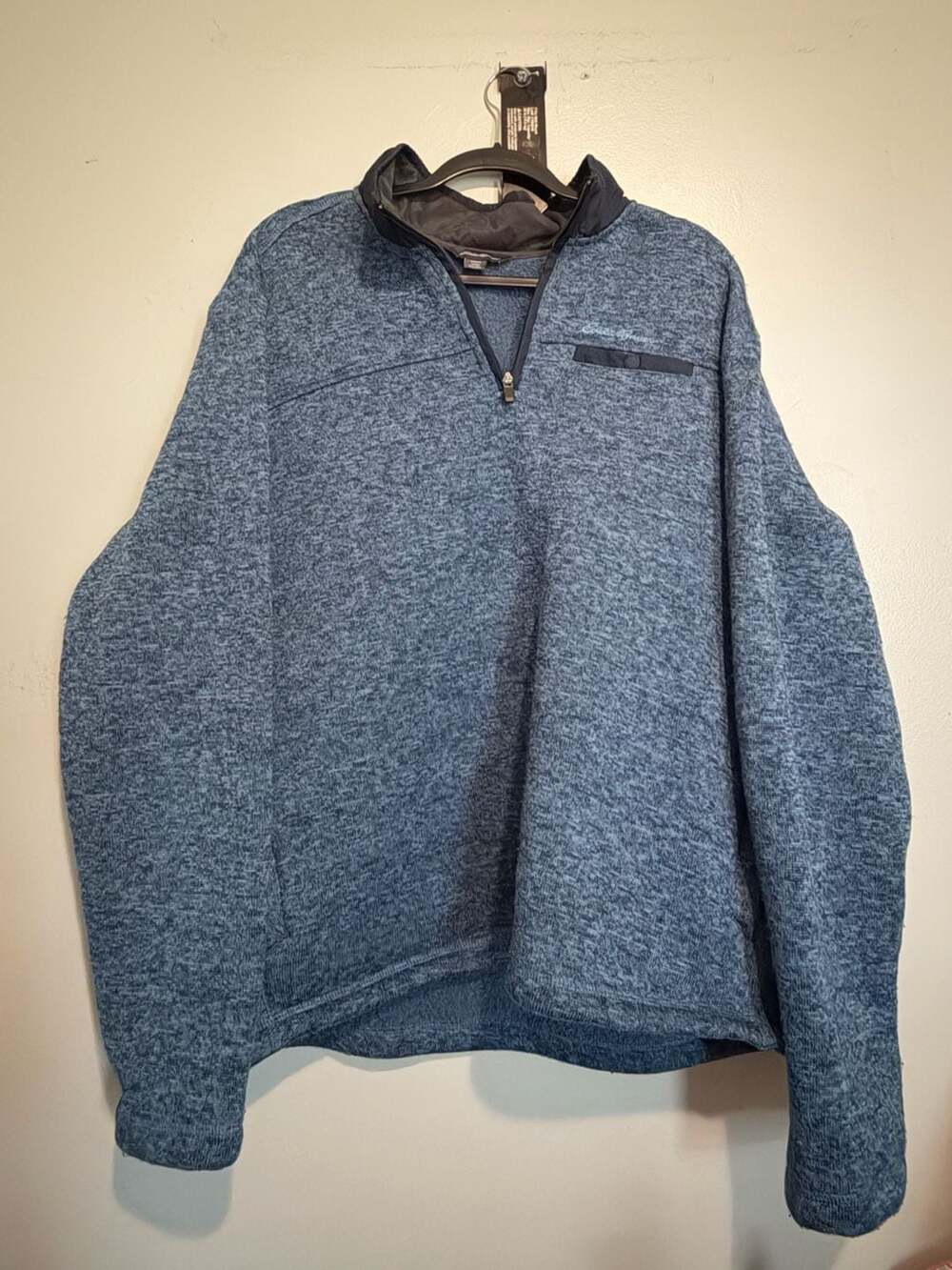 Eddie Bauer Men's Quarter-Zip Sweater Fleece Pullover with Snap Button Pocket